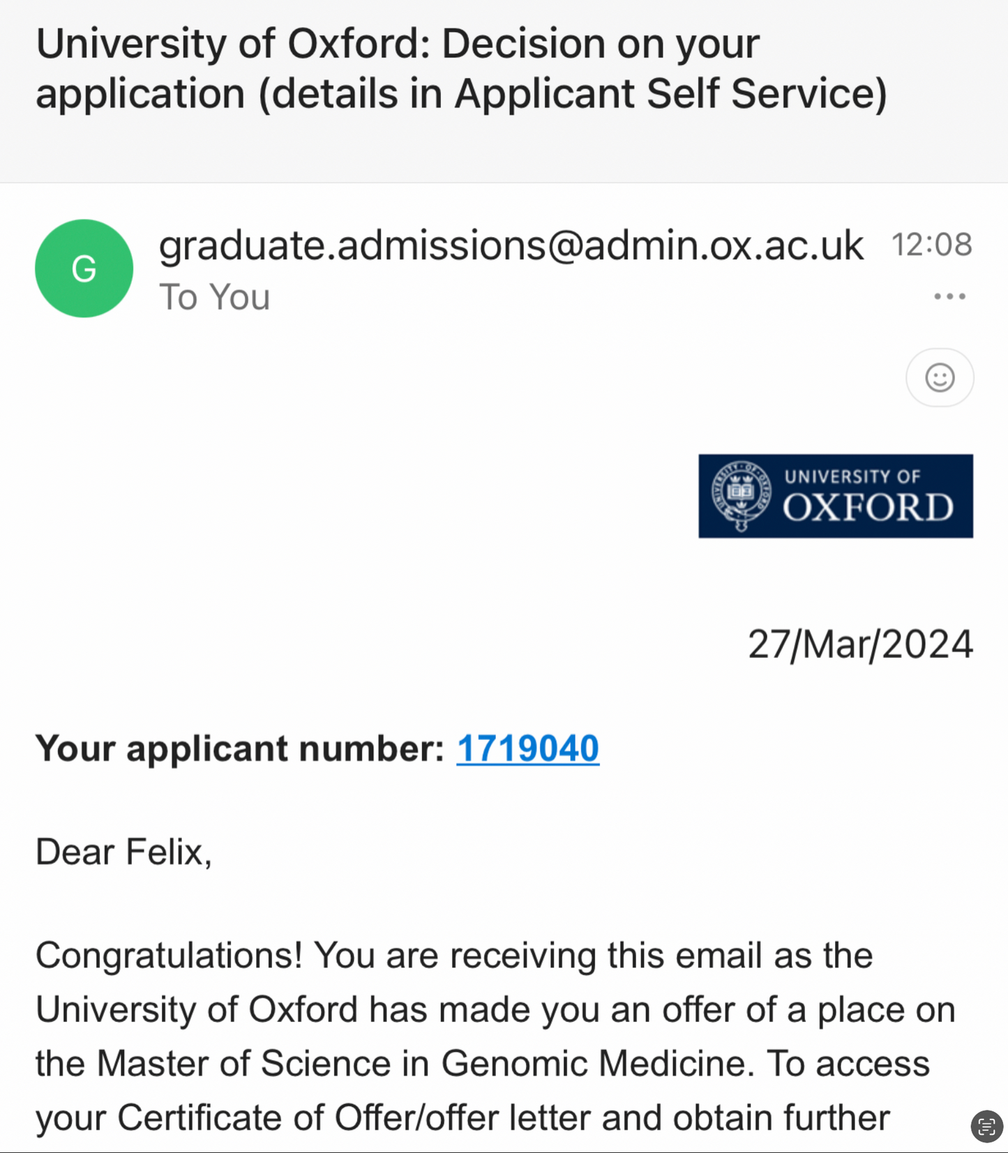My Successful Oxford MSc Personal Statement