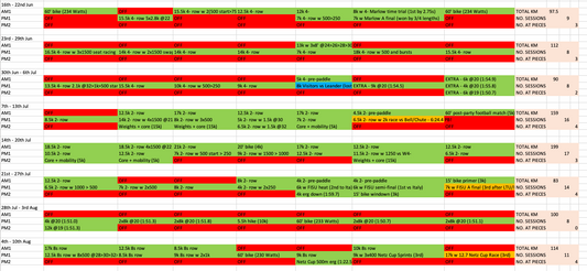 Training Log (Excel Spreadsheet)
